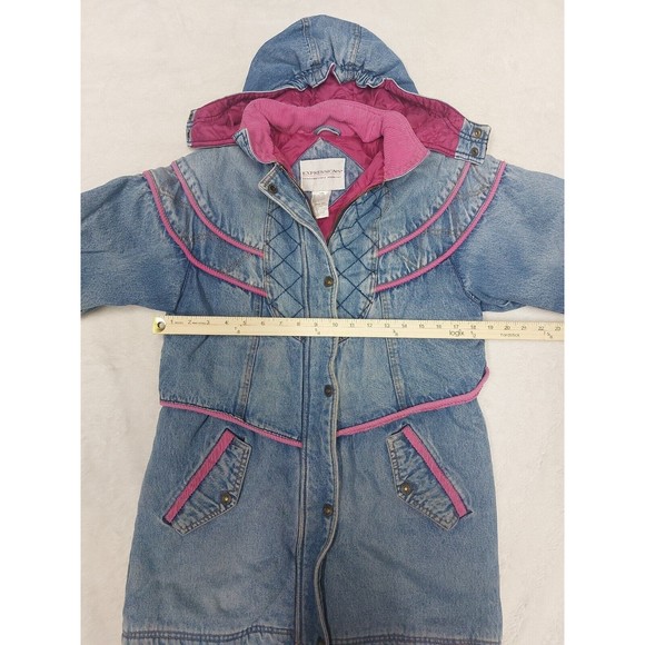Vintage Expressions Quilt Lined Long Denim Jacket Women's Size Medium 14/16 - Picture 5 of 9